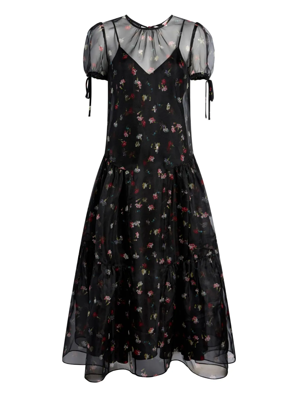 Cinq A Sept puff-sleeve tiered dress | Black | Image 1