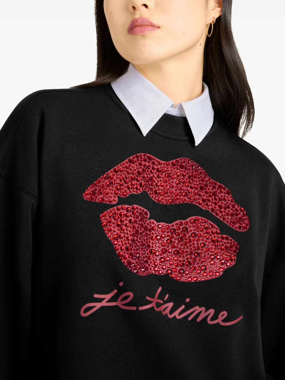 Cinq A Sept Justina sweater verfraaid met kristallen Zwart