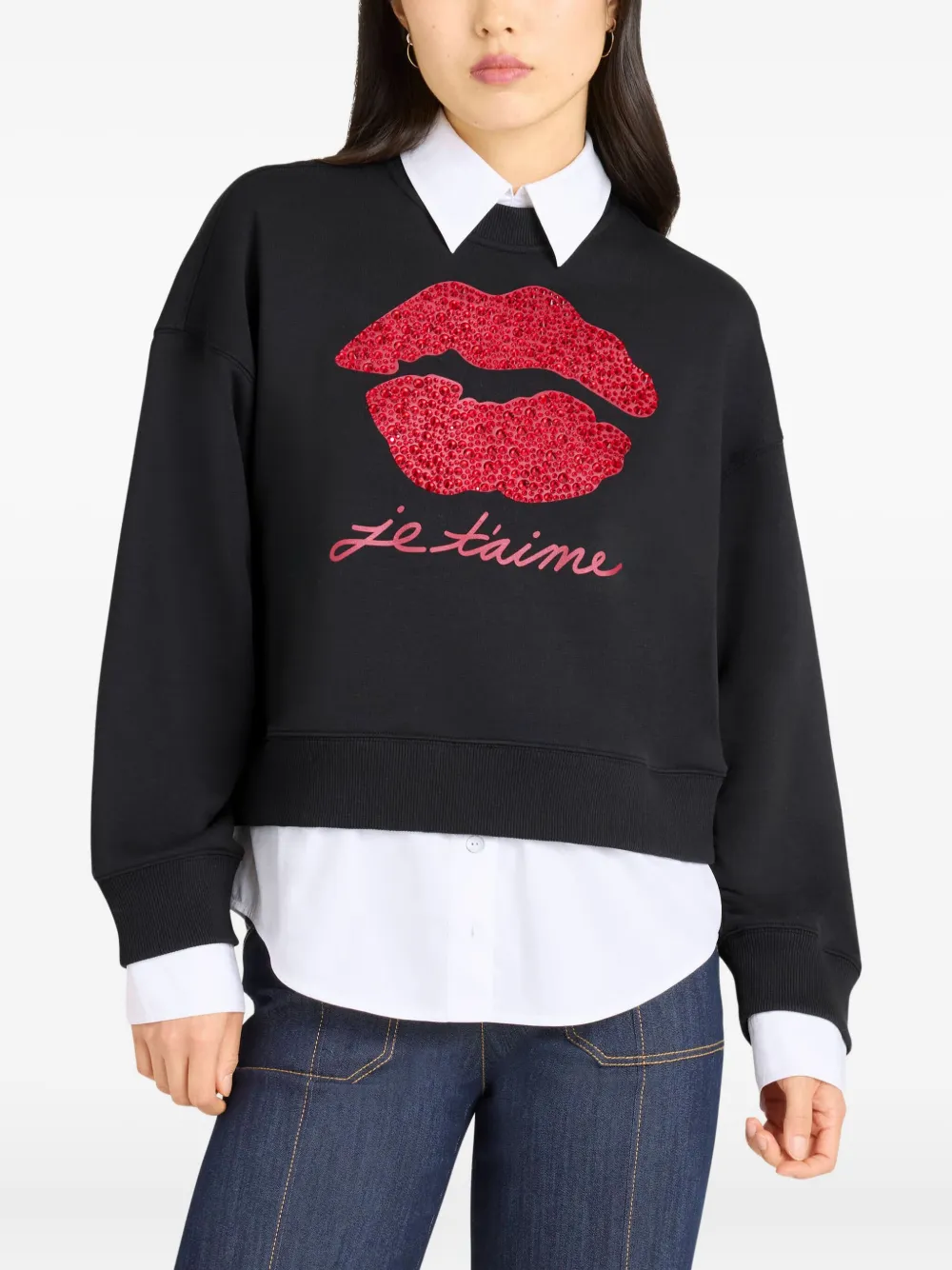 Cinq A Sept Justina sweater verfraaid met kristallen Zwart