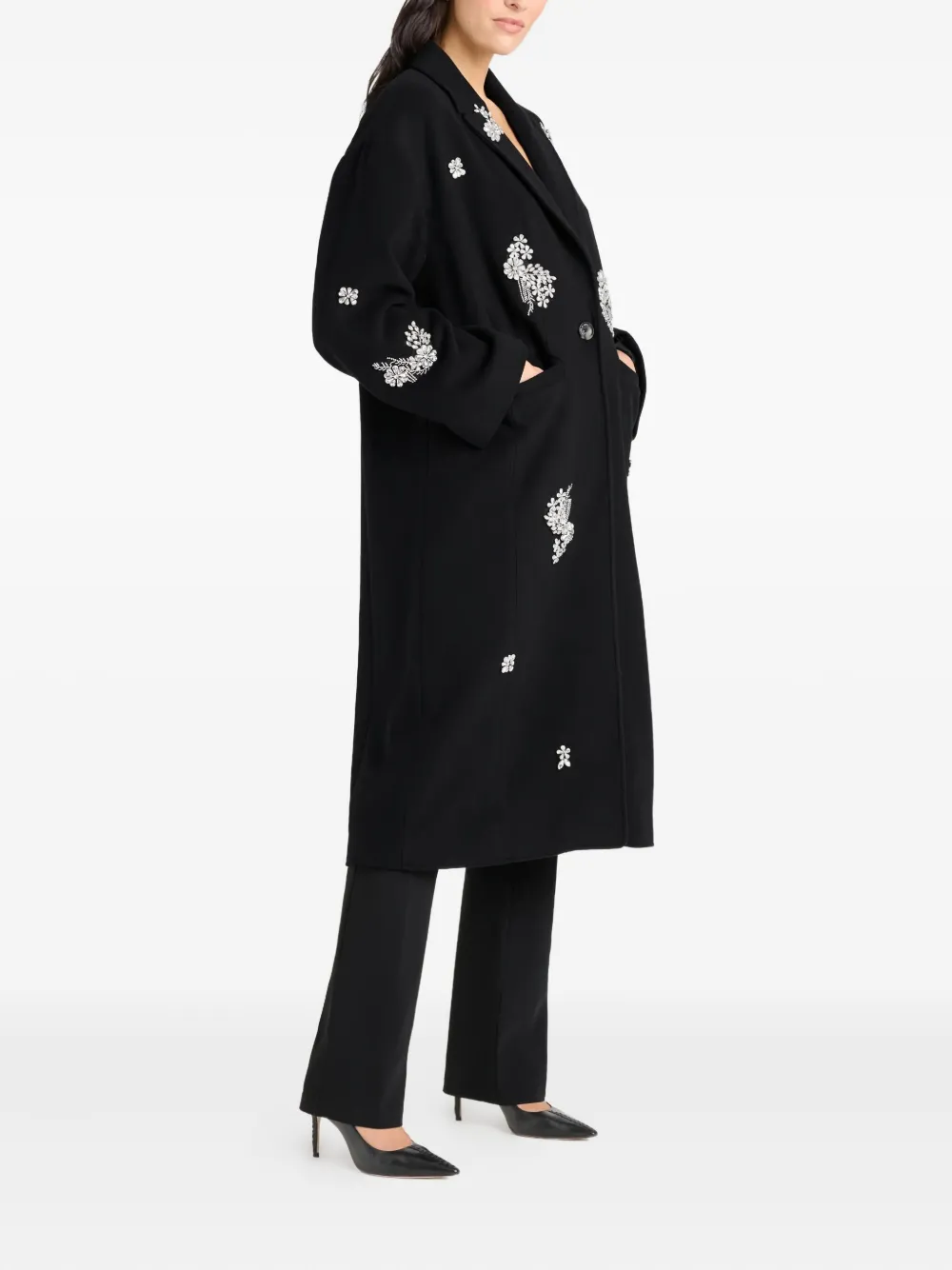 Cinq À Sept Cinq A Sept Gravis Crystal Embellished Coat In Black