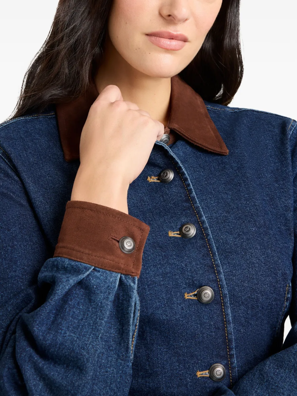 Cinq A Sept Combo Autum suède blouse met knopen Blauw