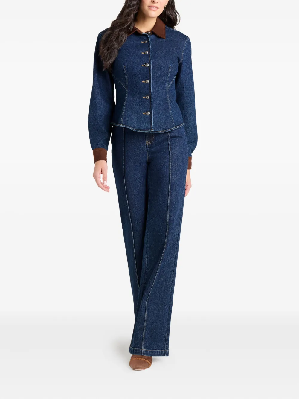 Cinq A Sept Combo Autum buttoned-suede shirt - Blauw