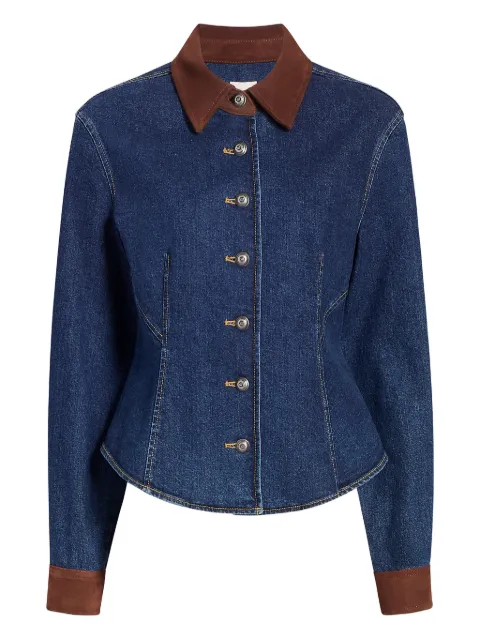 Cinq A Sept Combo Autum buttoned-suede shirt