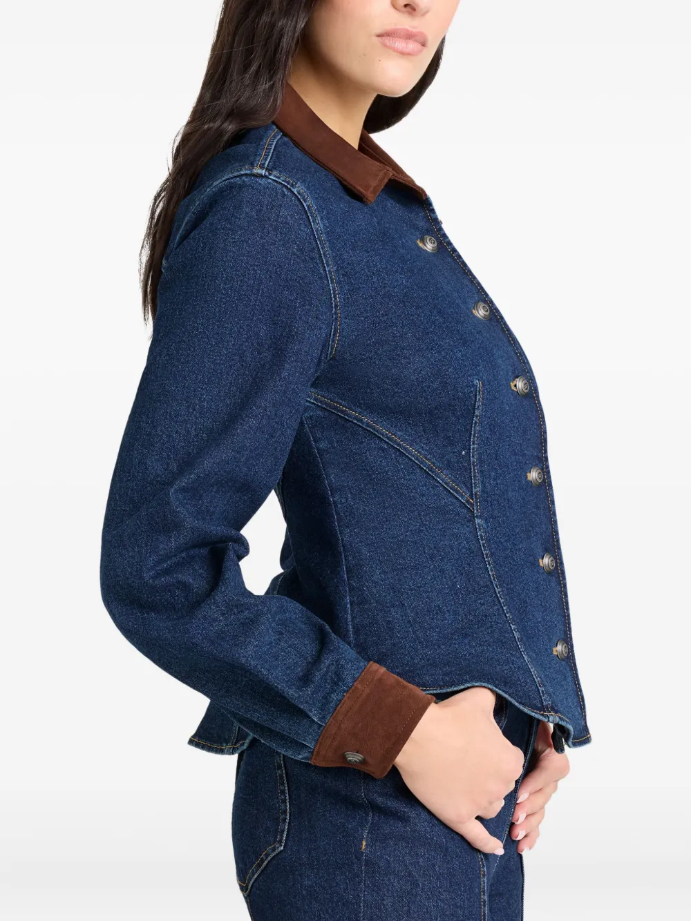 Cinq A Sept Combo Autum suède blouse met knopen Blauw