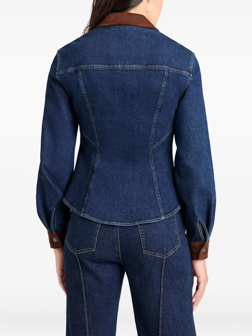 Cinq A Sept Combo Autum suède blouse met knopen Blauw