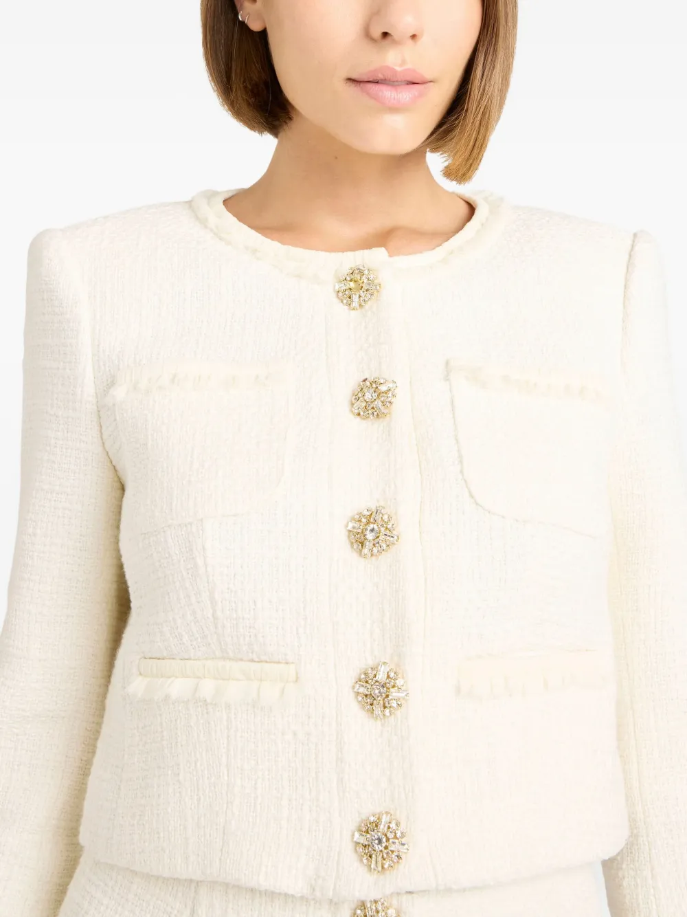 Cinq À Sept Linda Cropped Tweed Jacket In Neutral