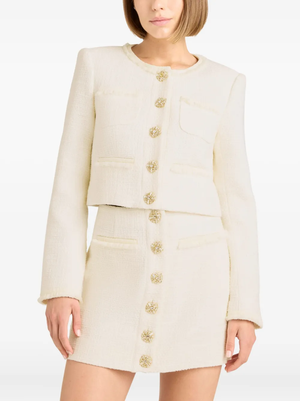 Cinq À Sept Linda Cropped Tweed Jacket In Neutral