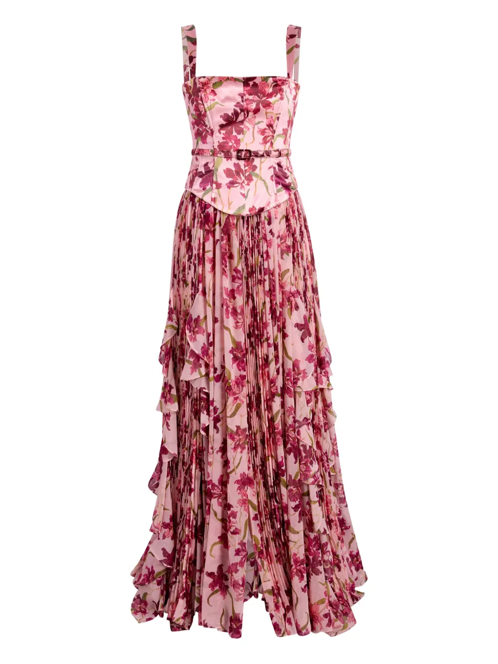 Cinq À Sept Trailing Hibiscus Leema Floral Ruffled Maxi Dress In Multi
