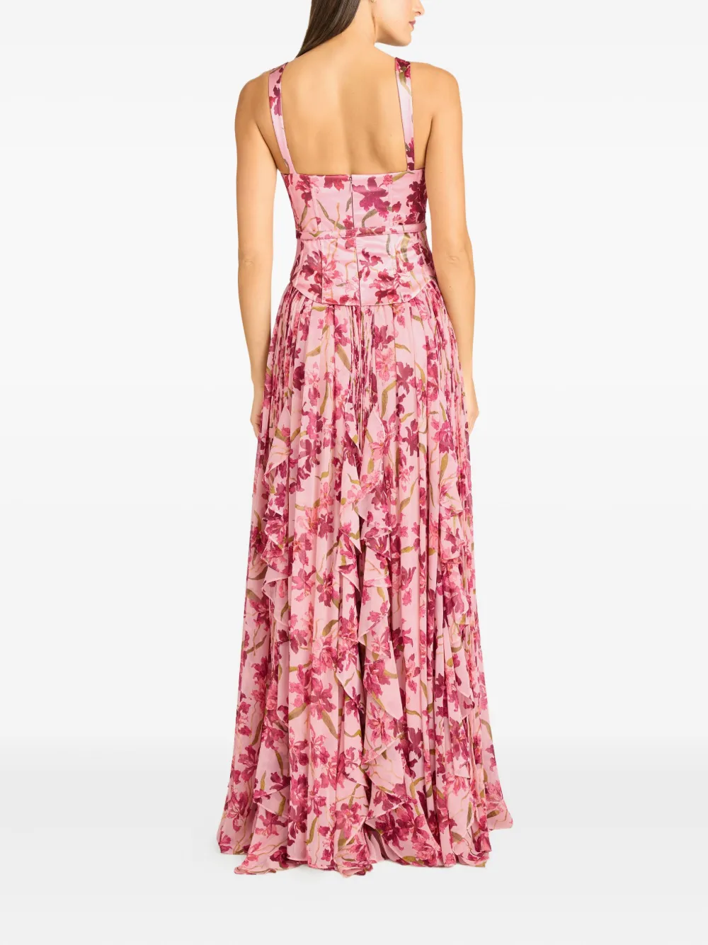 Cinq À Sept Trailing Hibiscus Leema Floral Ruffled Maxi Dress In Multi