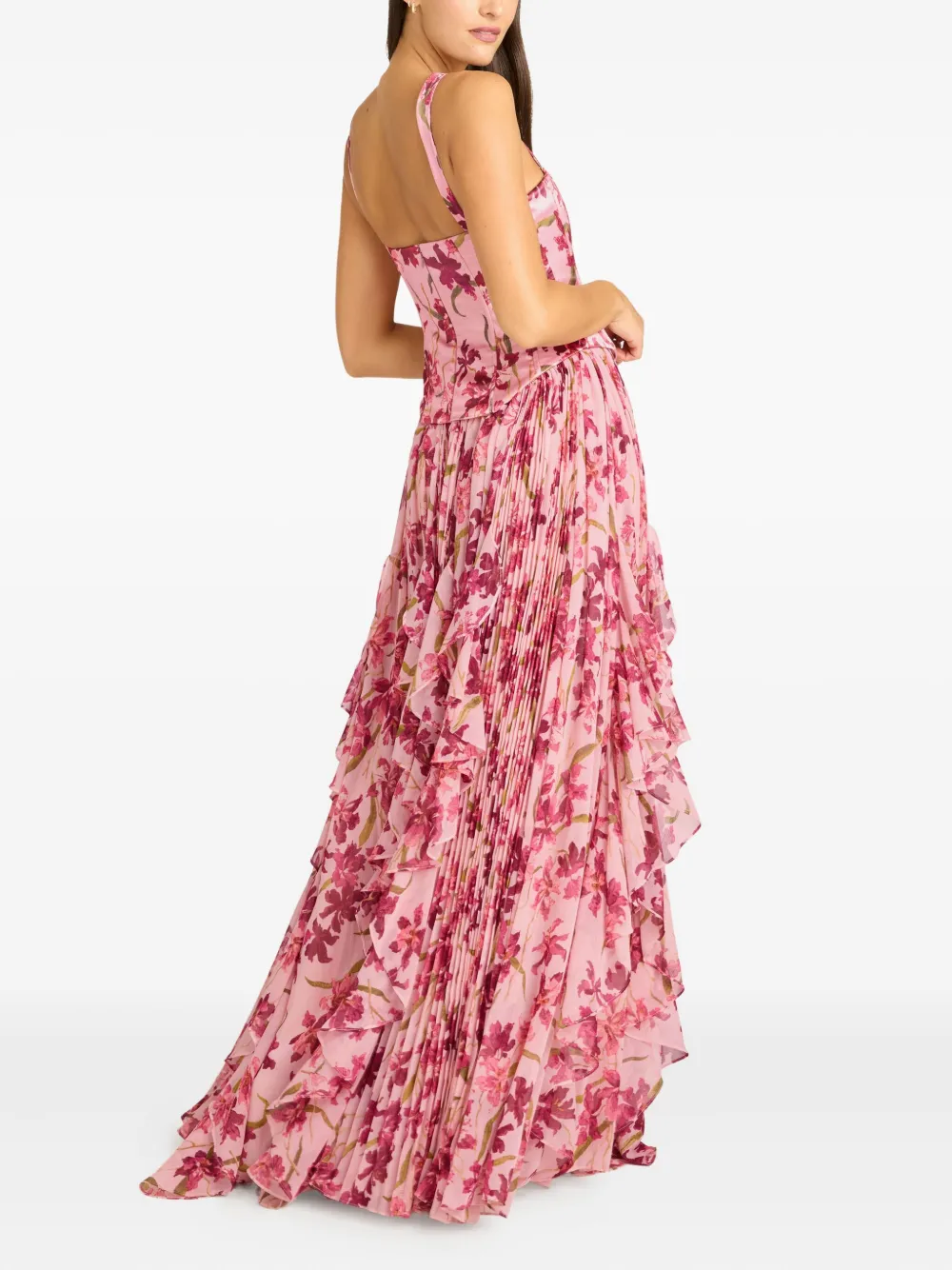 Cinq À Sept Trailing Hibiscus Leema Floral Ruffled Maxi Dress In Multi