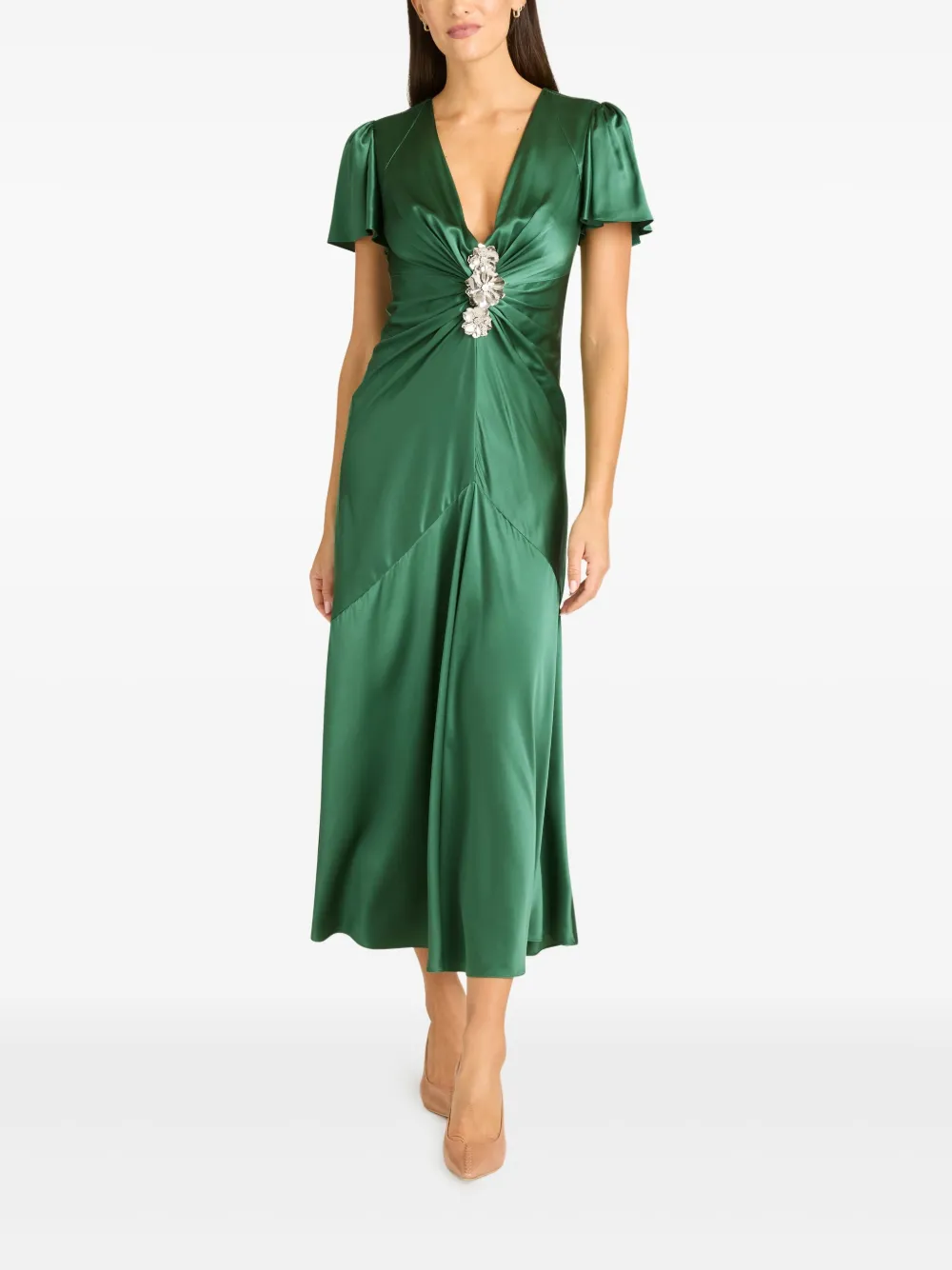 Cinq A Sept Kordyn embellished midi dress - Groen