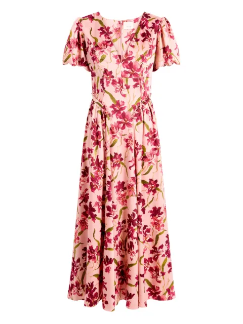 Cinq A Sept vestido con estampado floral y mangas farol