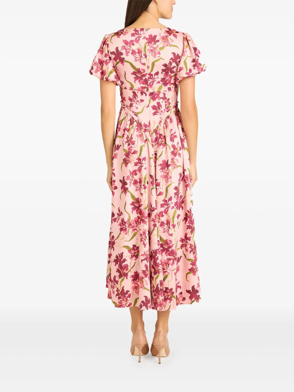 Cinq A Sept Jurk met pofmouwen Roze