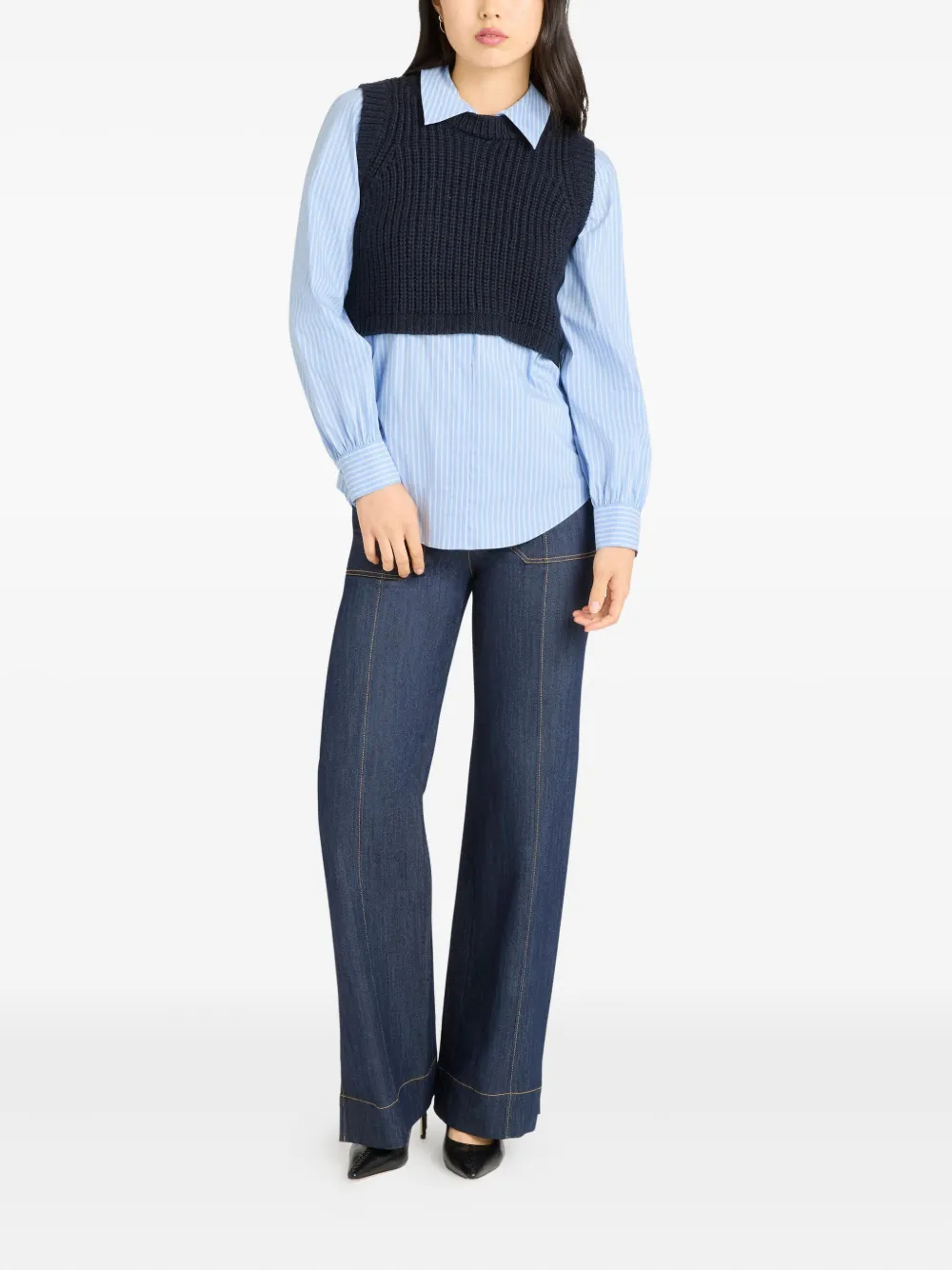 Cinq À Sept Cinq A Sept Mara Shaker Pullover Sweater In Blue