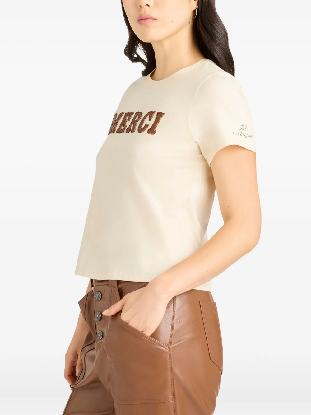 Cinq À Sept Cinq A Sept Merci Shrunken Tee In Neutral