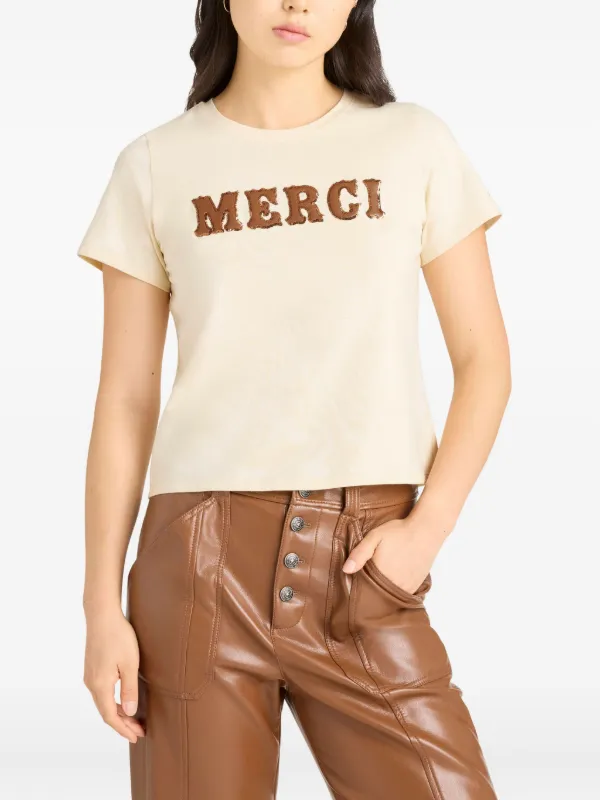 Cinq A Sept lettering-appliqué Merci T-shirt | Neutrals | FARFETCH PH