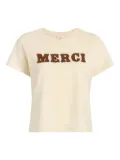 Cinq A Sept lettering-appliqué Merci T-shirt - Neutrals