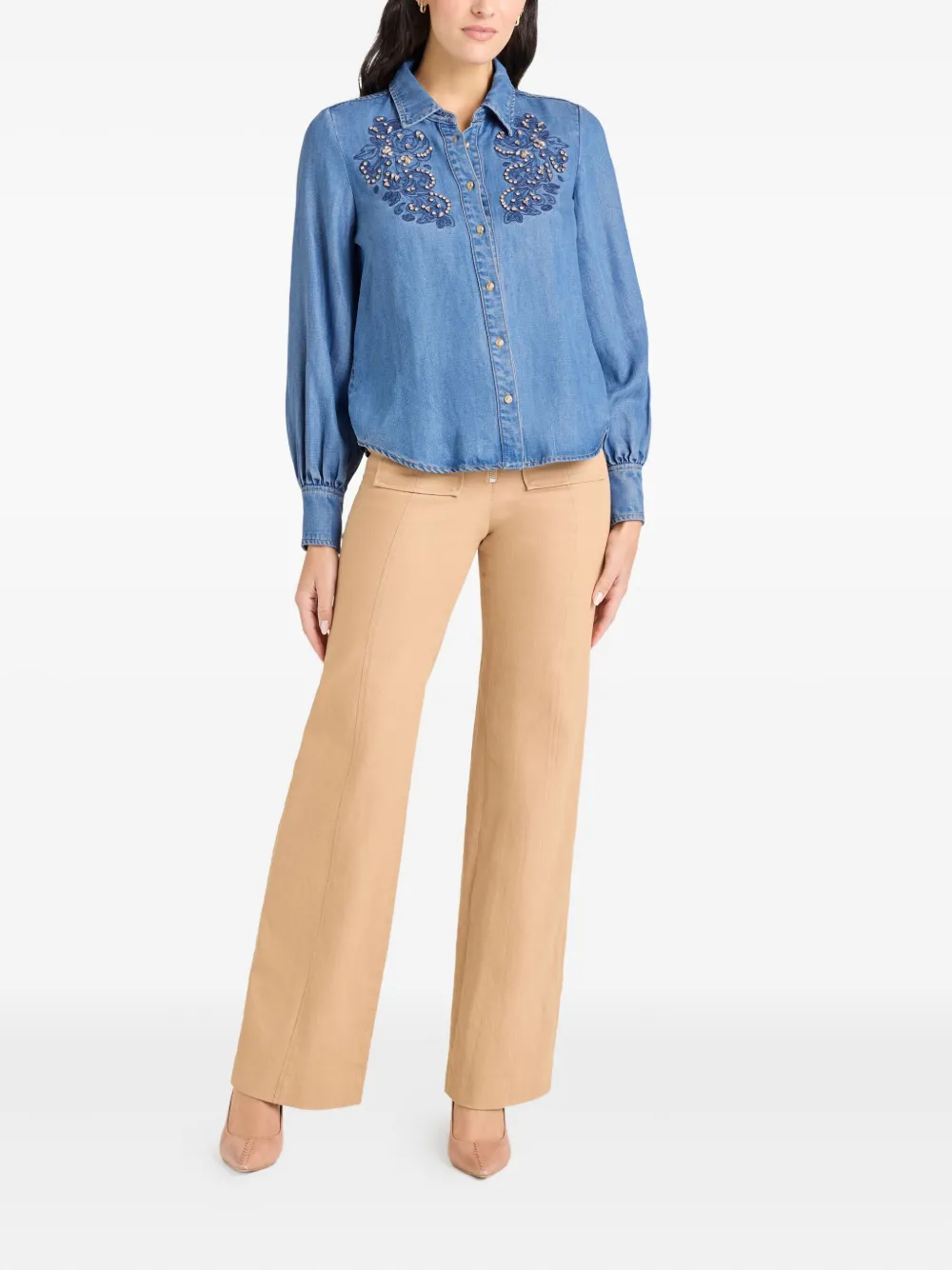 Cinq A Sept Juliette rhinestone-embellished shirt - Blauw