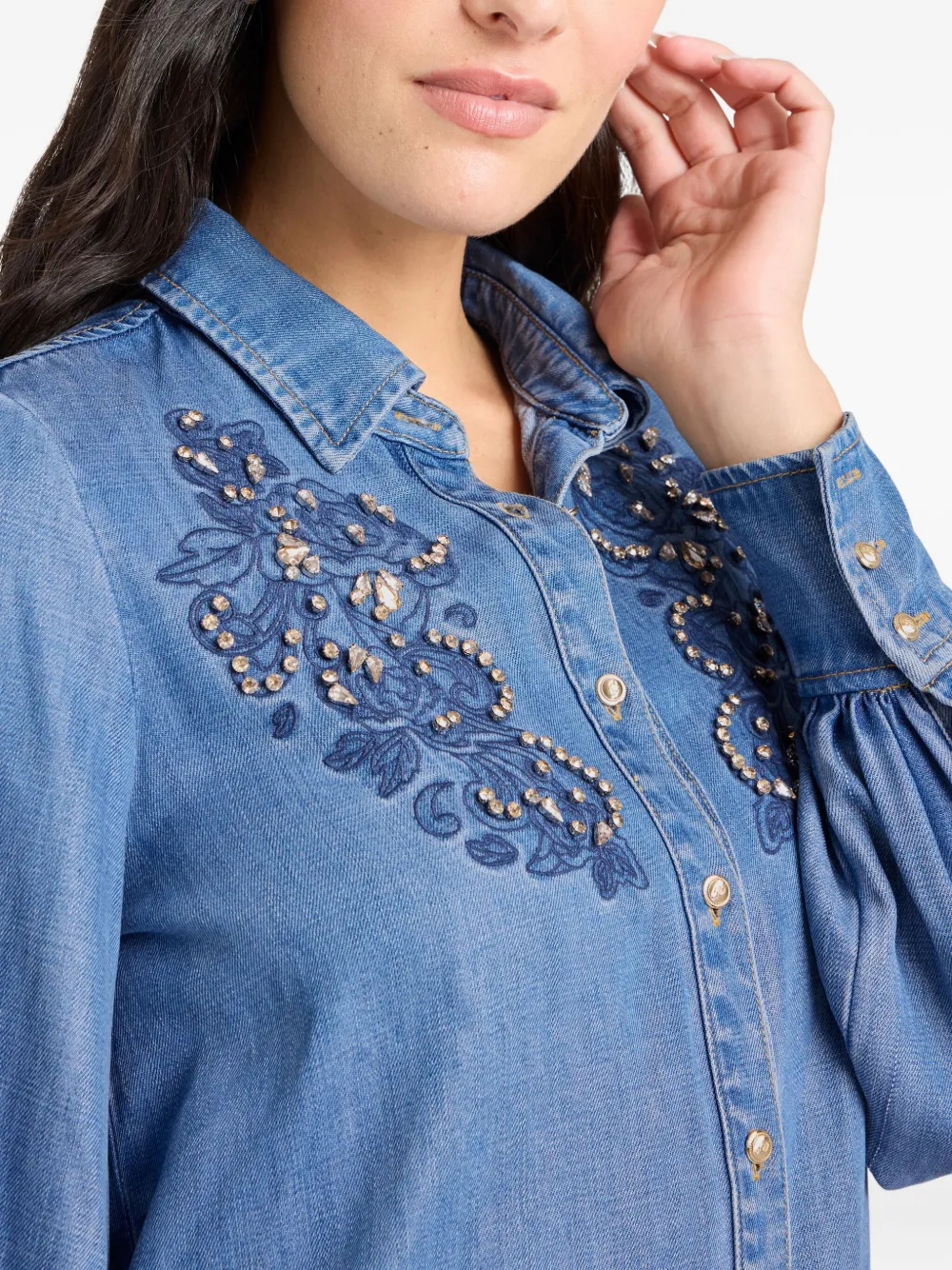 Cinq A Sept Juliette blouse verfraaid met stras Blauw