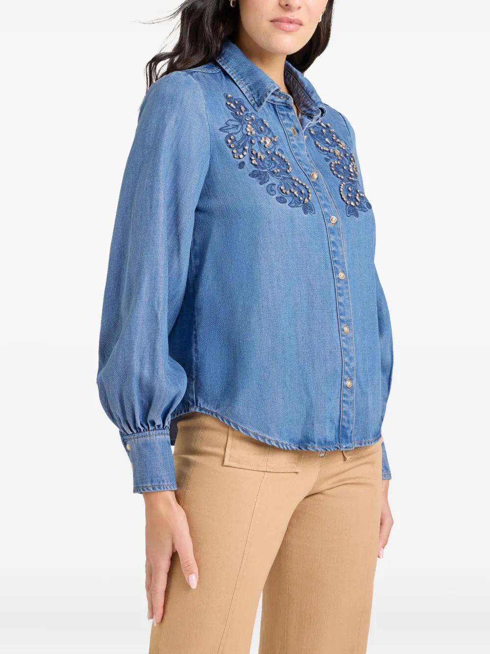Cinq A Sept Juliette blouse verfraaid met stras Blauw