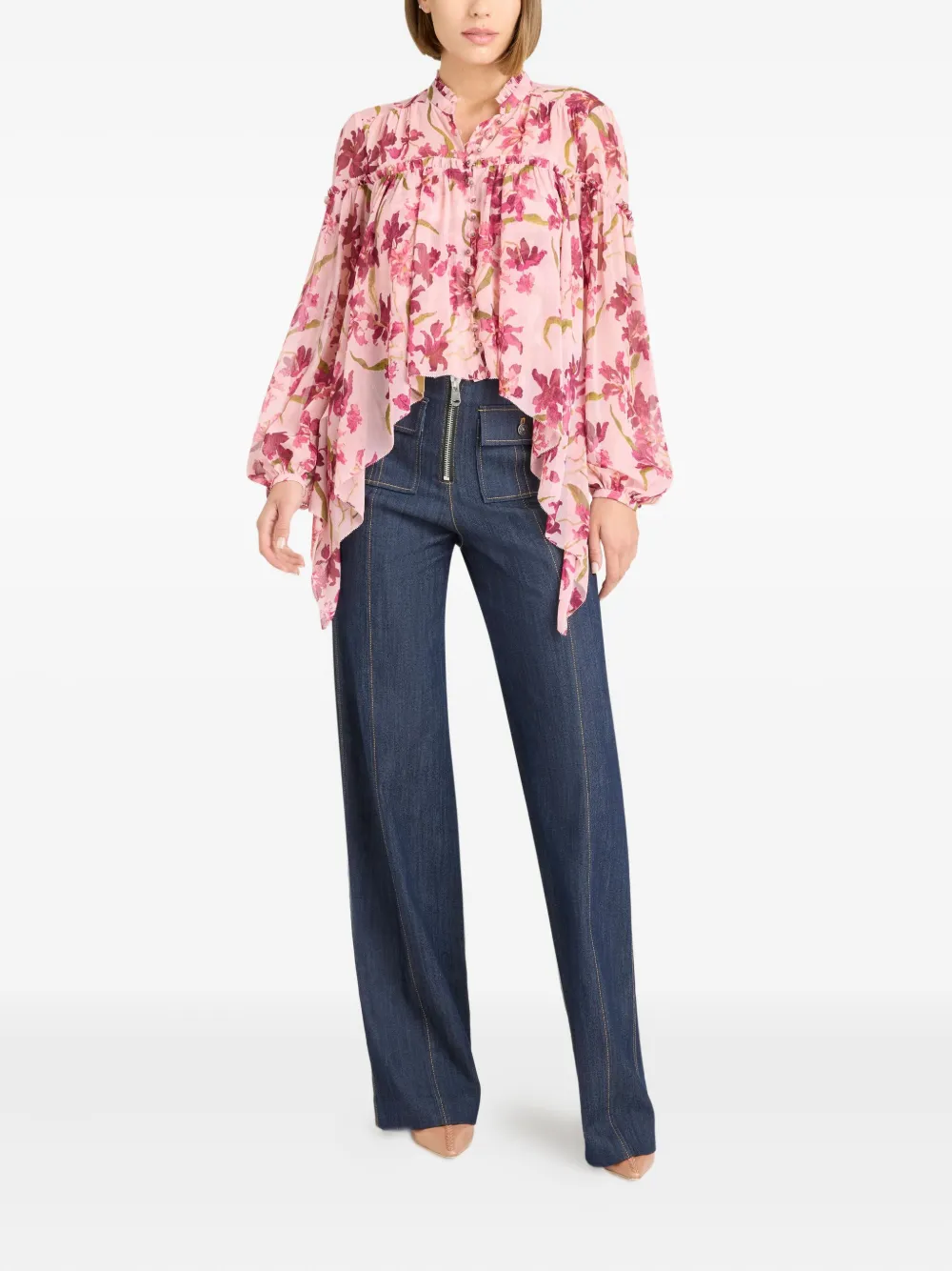 Cinq A Sept Danny blouse met ruches - Roze