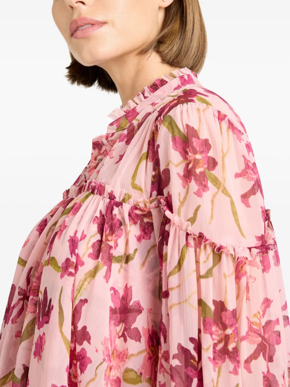 Cinq A Sept Danny blouse met ruches Roze