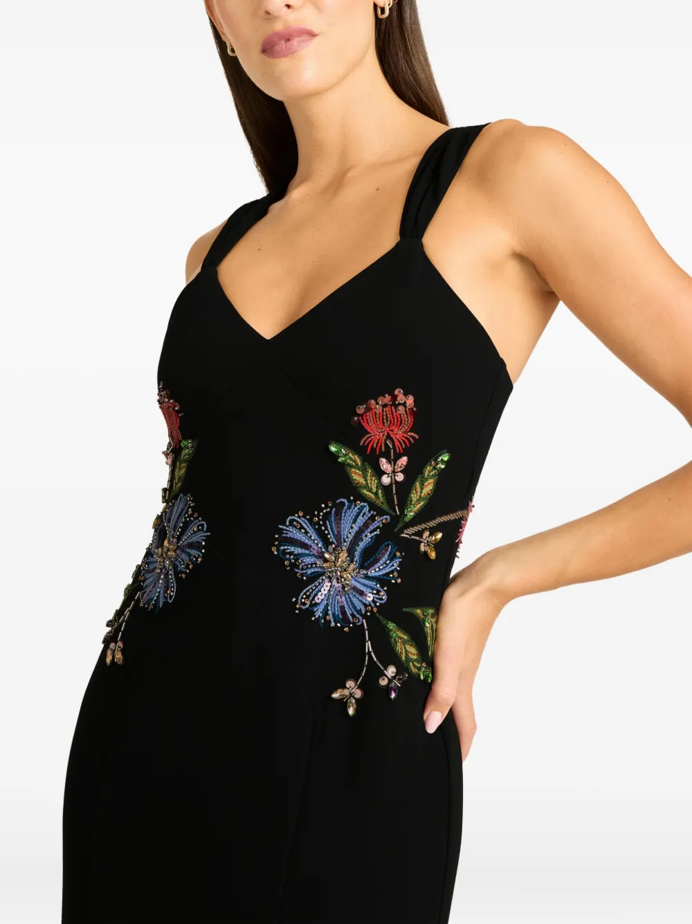 Cinq A Sept Andre midi-jurk met gemixte bloemen Zwart