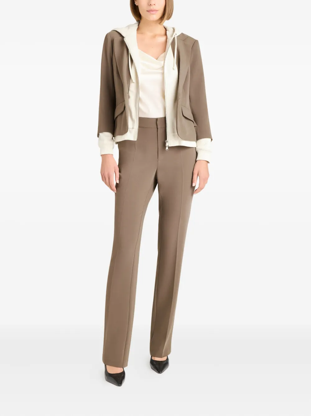 Cinq À Sept Hooded Single-breasted Blazer In Brown
