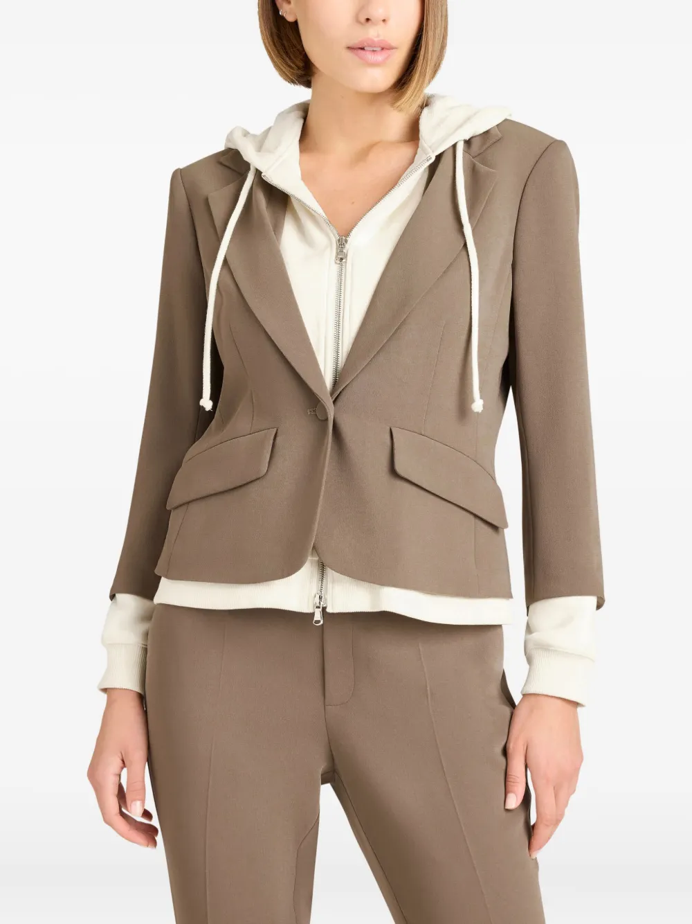 Cinq À Sept Hooded Single-breasted Blazer In Brown