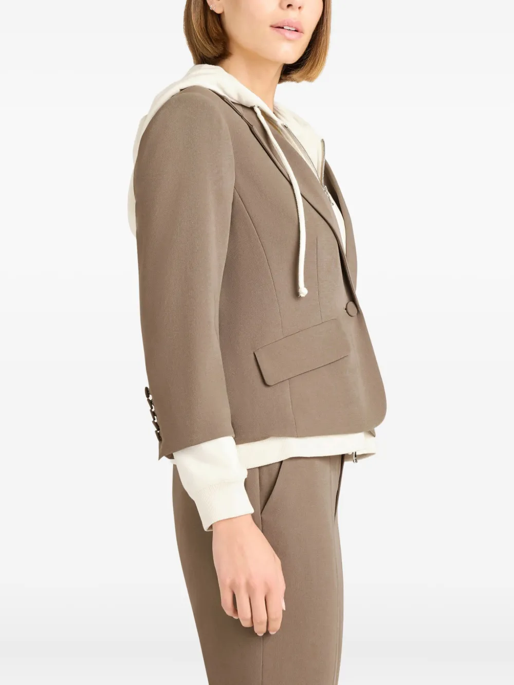 Cinq À Sept Hooded Single-breasted Blazer In Brown