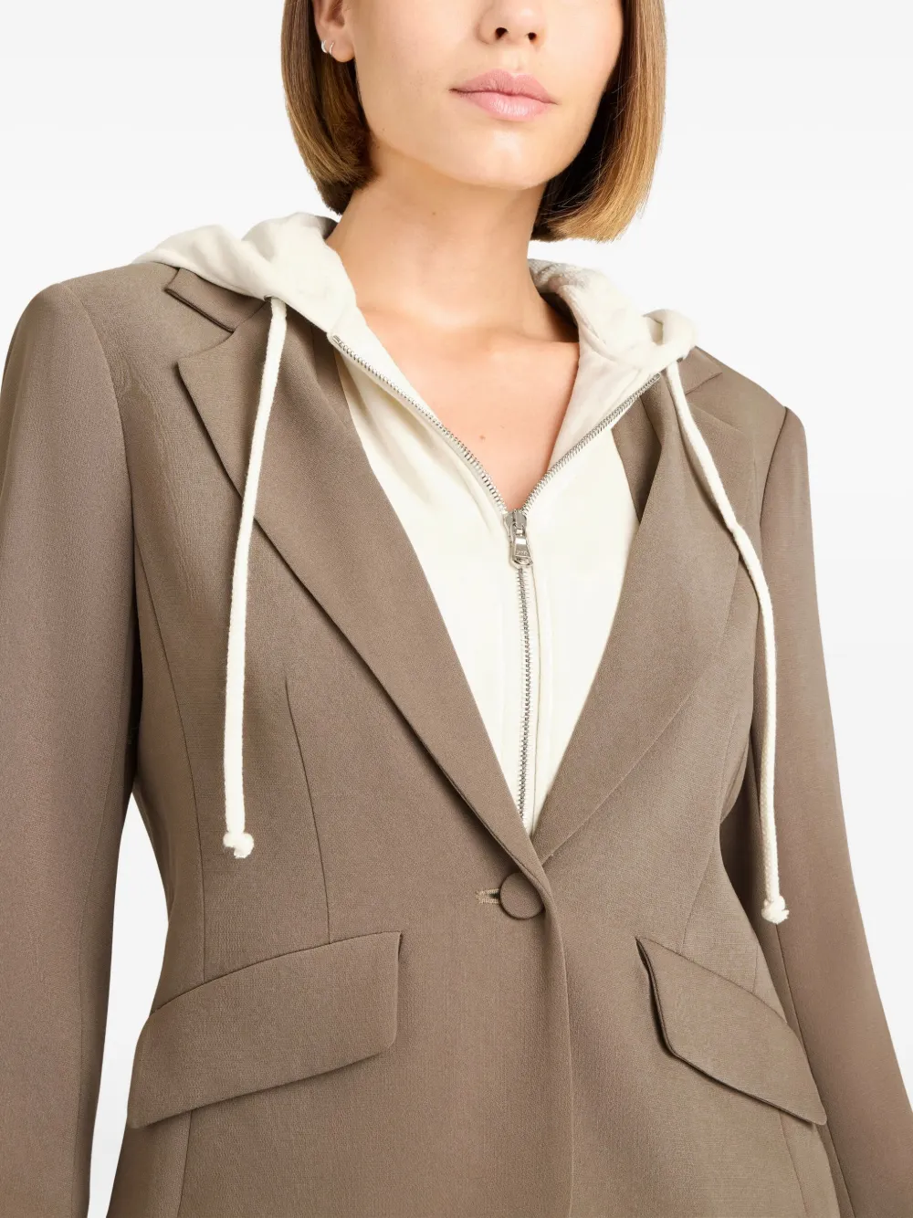 Cinq À Sept Hooded Single-breasted Blazer In Brown