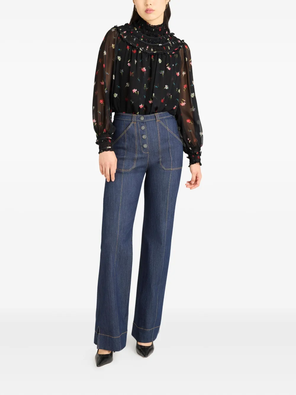 Cinq A Sept Shirt met bloemenprint - Zwart