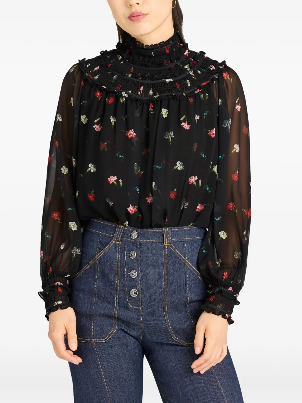 Cinq A Sept Shirt met bloemenprint Zwart