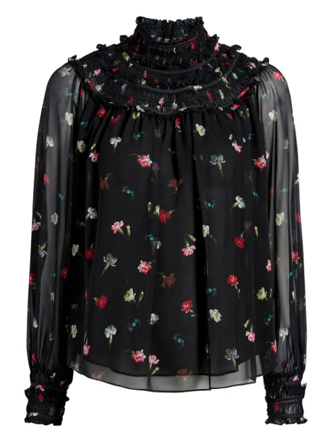 Cinq A Sept floral-print smocked blouse