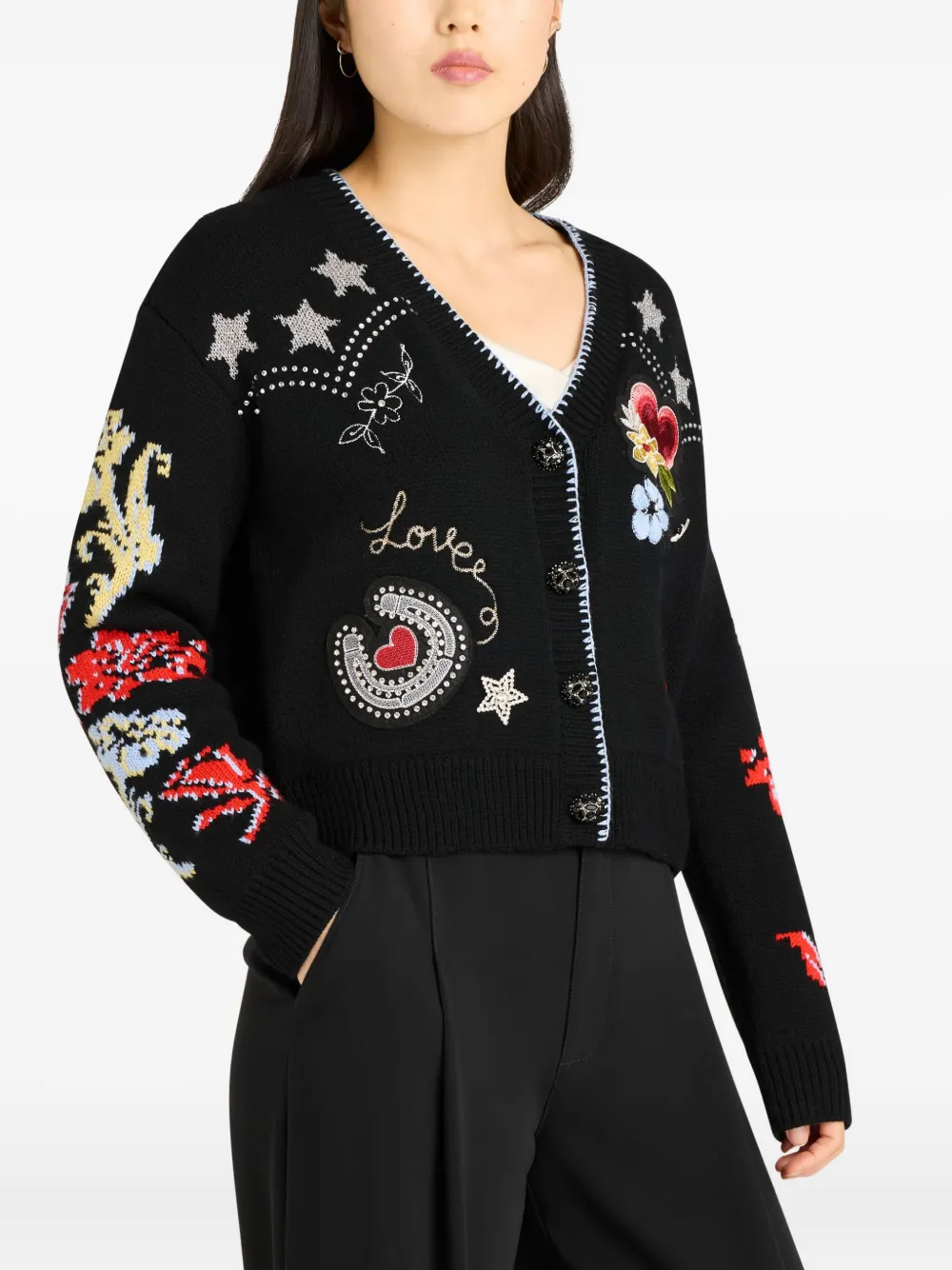 Cinq A Sept Western Collage verfraaid vest Zwart