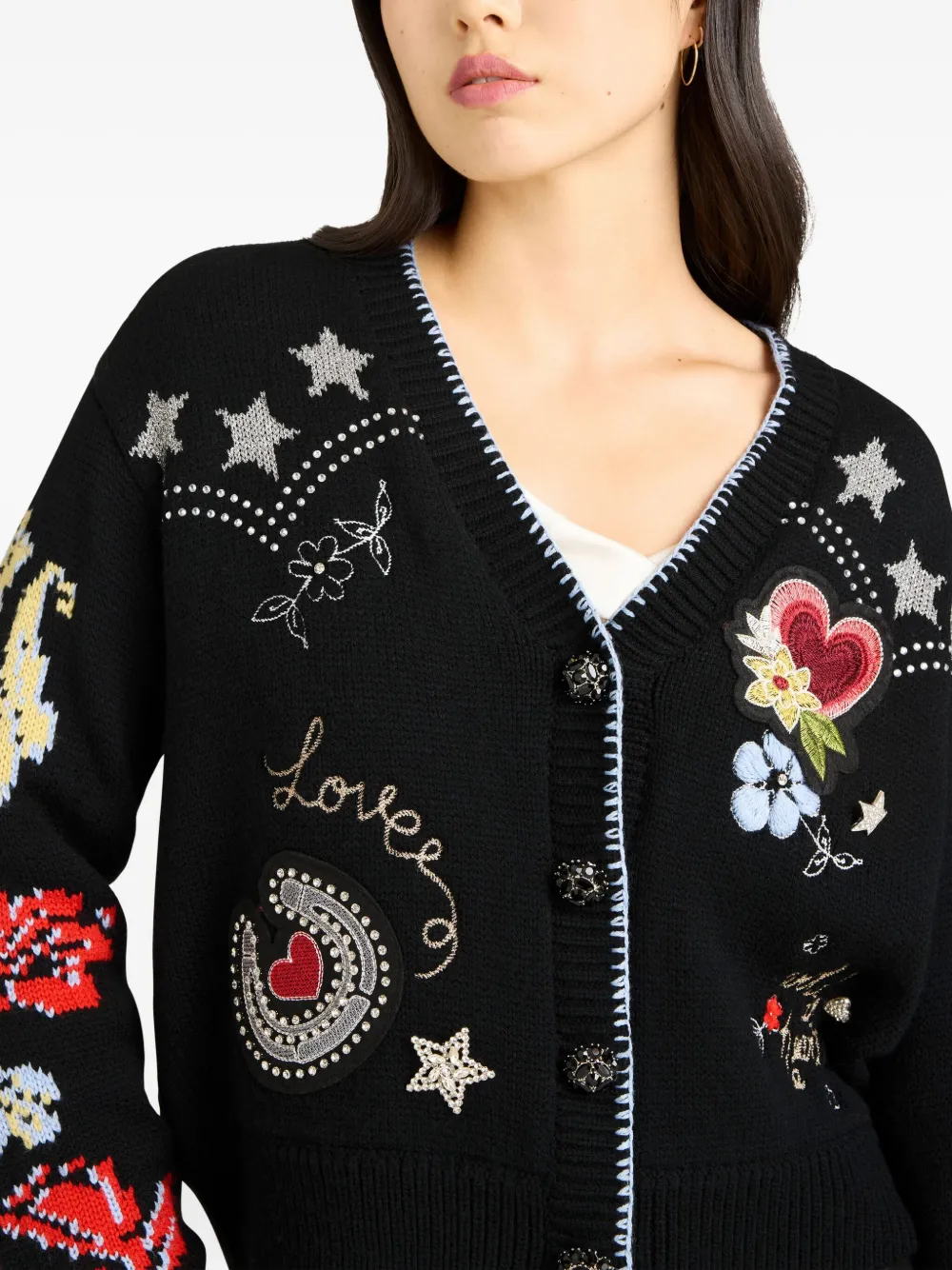 Cinq A Sept Western Collage verfraaid vest Zwart