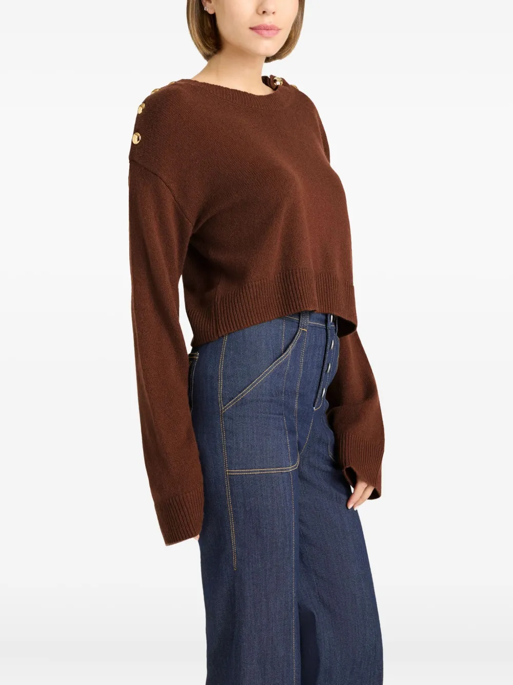 Cinq À Sept Marla Buttoned Sweater In Brown
