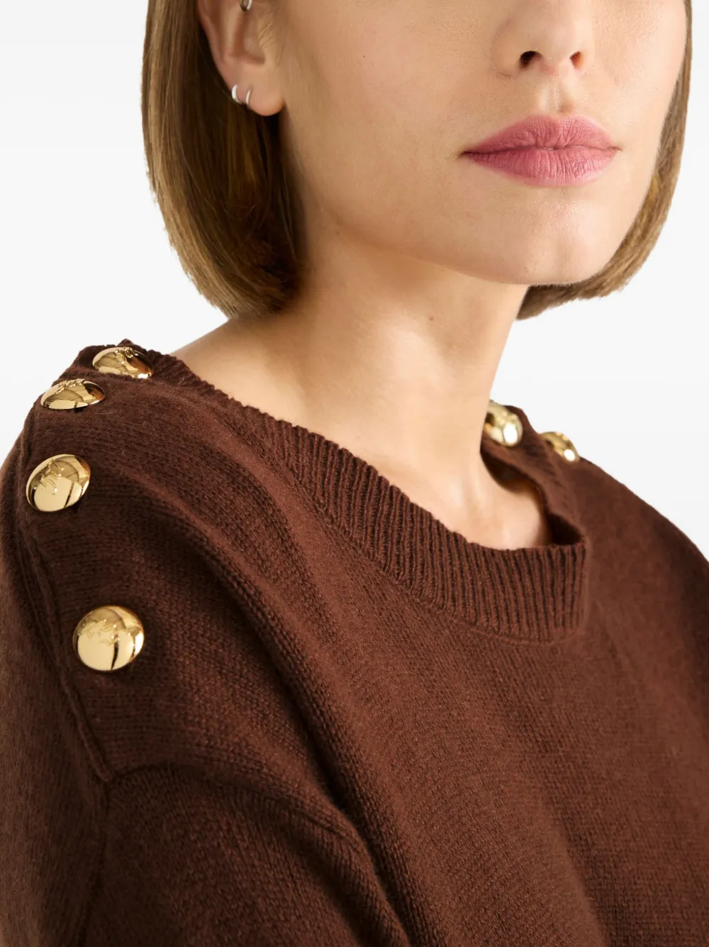 Cinq À Sept Marla Buttoned Sweater In Brown