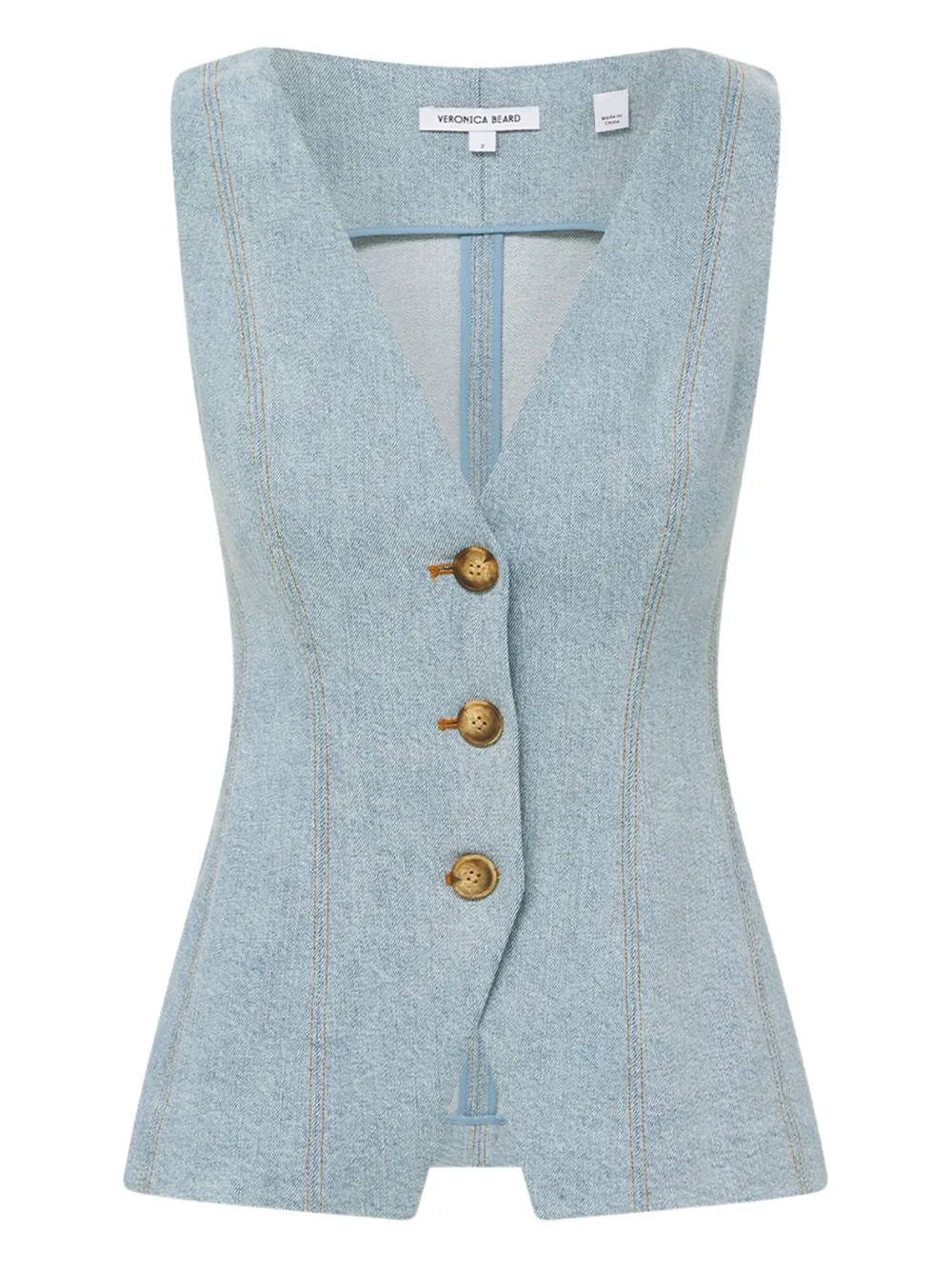 Veronica Beard button-fastening denim vest Blauw