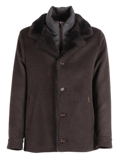 Moorer textured-collar single-breasted coat