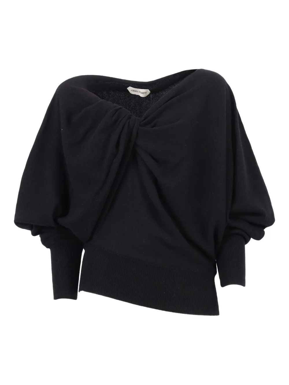 Alberta Ferretti Asymmetrische gedrapeerde top Zwart