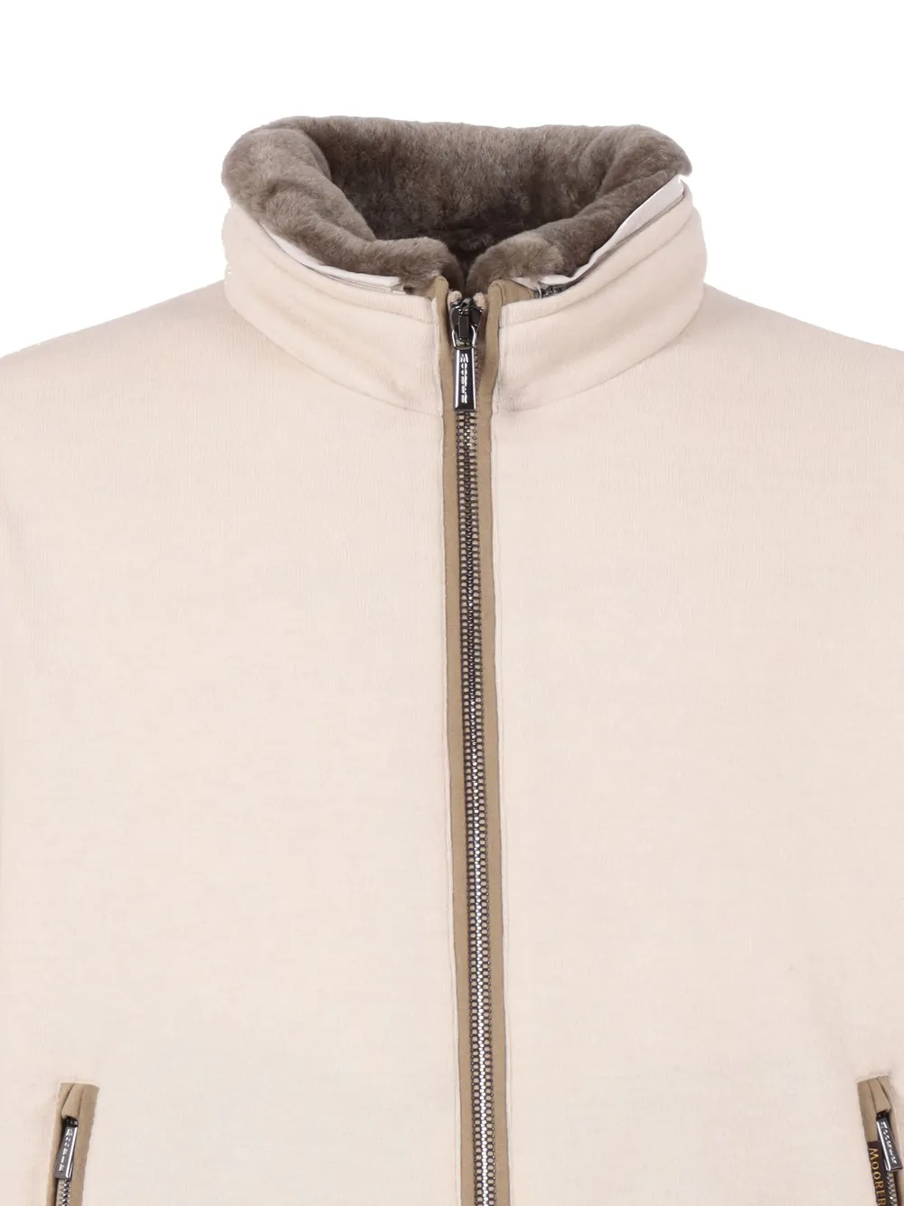 Moorer shearling-collar zip-front jacket Beige