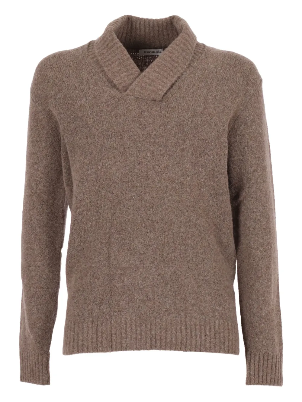 Kangra Cashmere Shawl-collar Wool-cashmere Blend Sweater In Brown