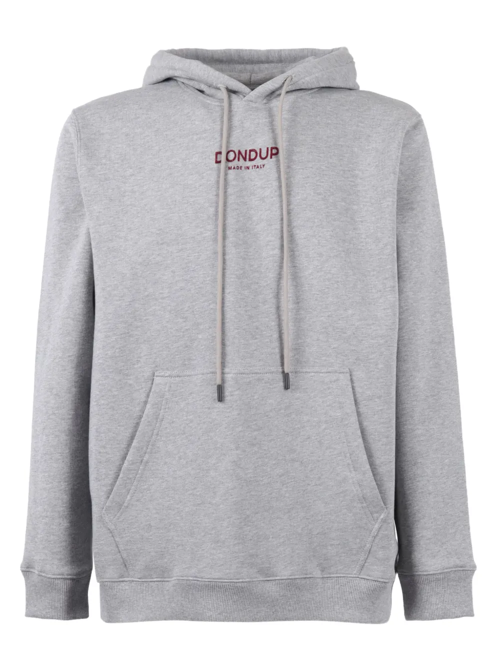 Dondup Light Grey Cotton Hoodie With Adjustable Drawstring In Gray
