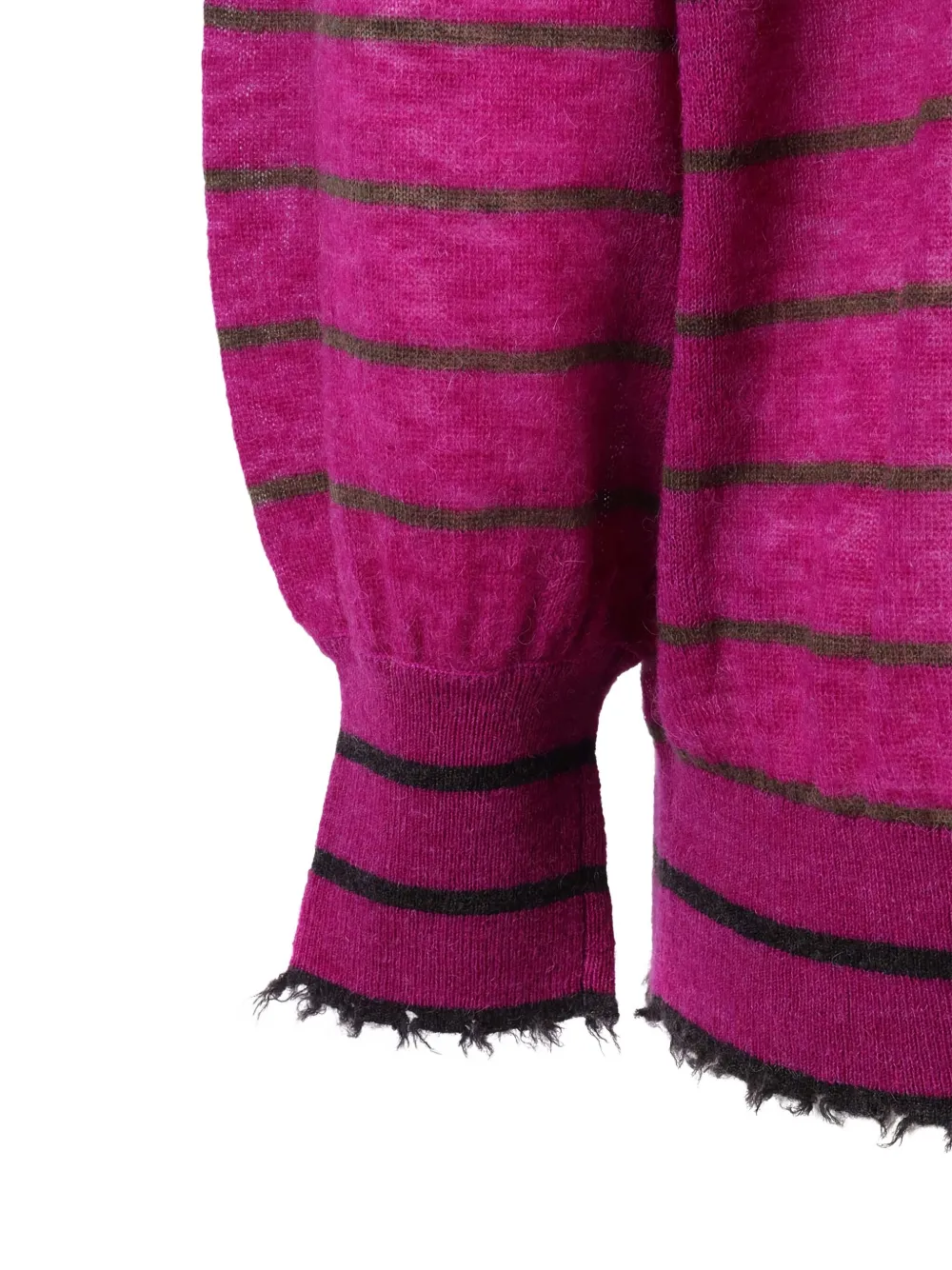 Kangra Cashmere Wide Stripe Boat Neck With Fringed Trim In Pink
