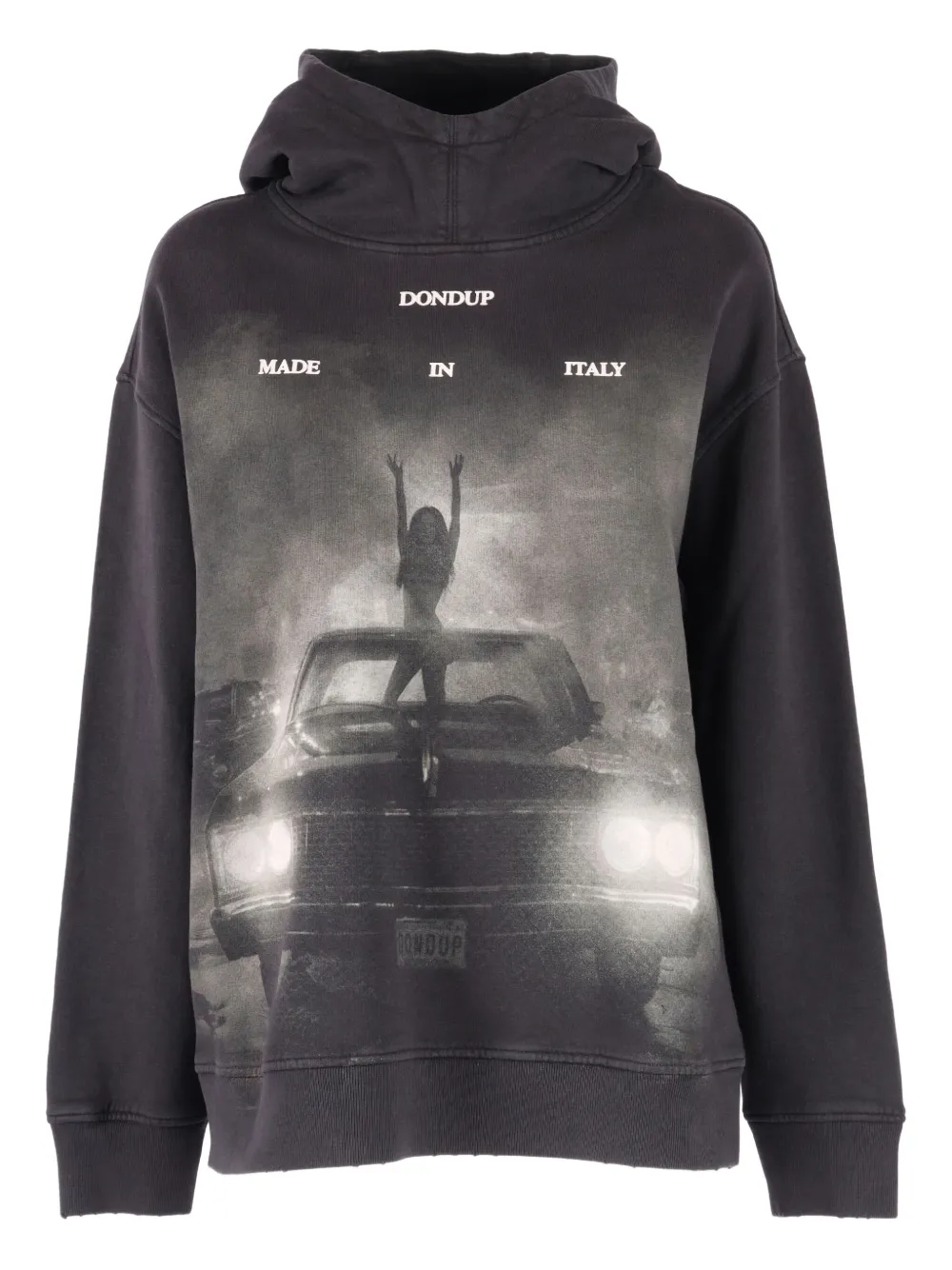 Dondup Graphic-print Long-sleeve Hoodie In Black