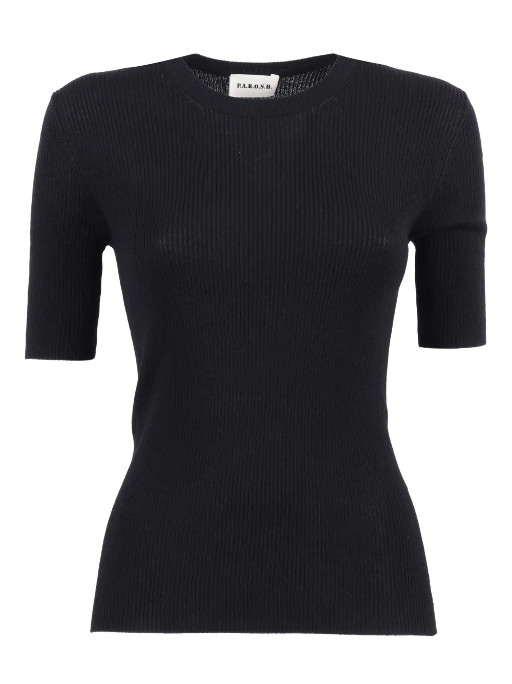 P.a.r.o.s.h Ribbed Short-sleeve Top In Black