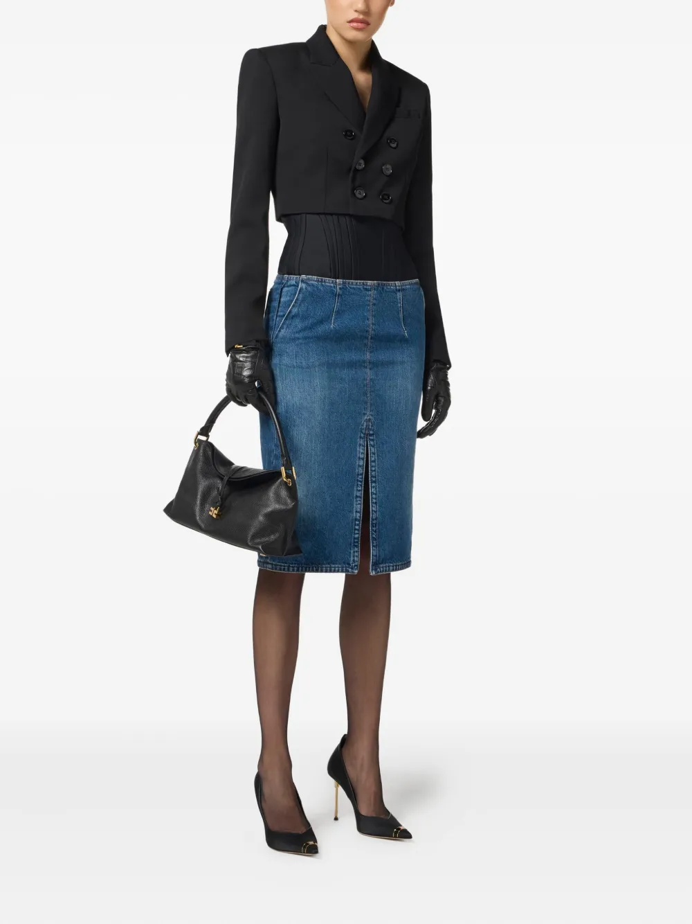 Elisabetta Franchi denim midi skirt - Blauw