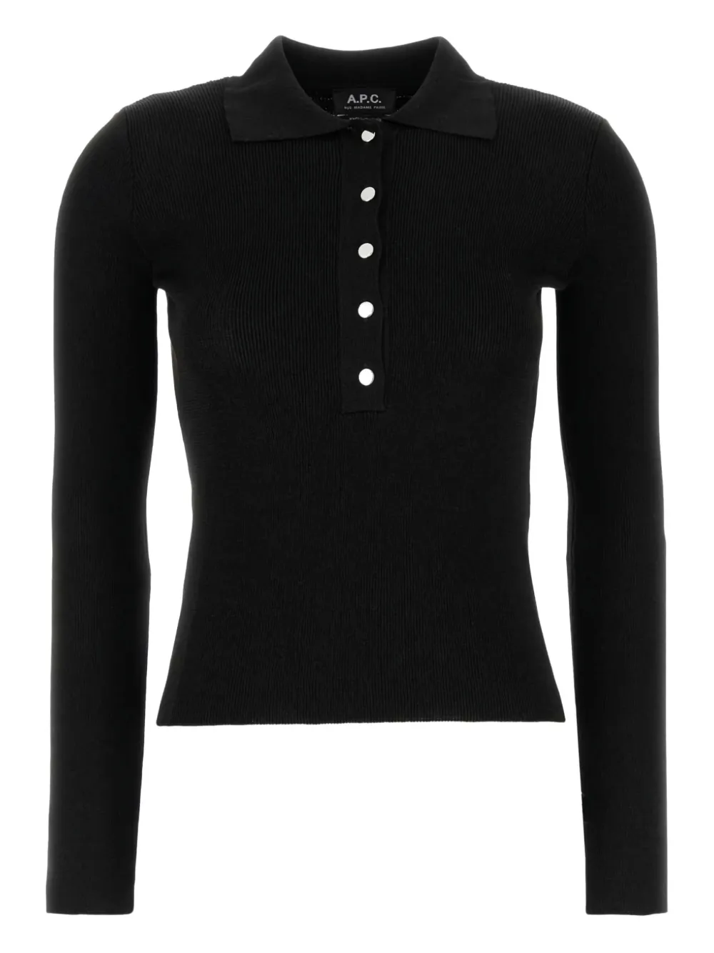 A.P.C. ribbed-knit polo shirt Zwart