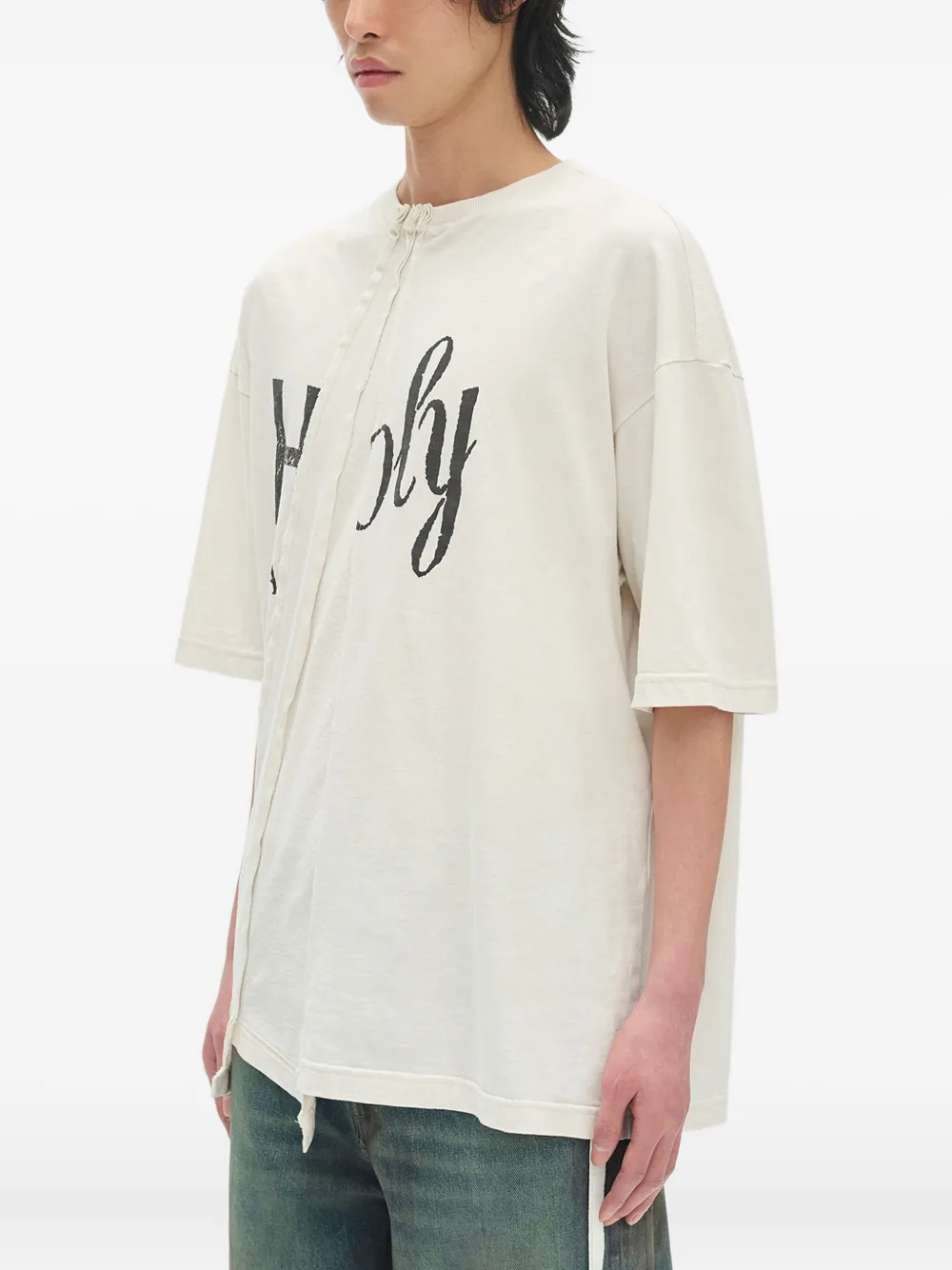  Ann Demeulemeester Asymmetric Cotton T-shirt - Neutrals 